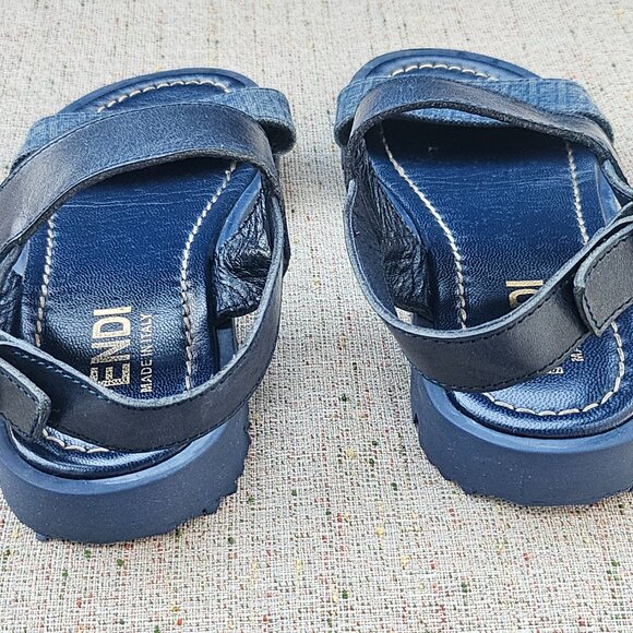 Fendi Kids Boys Sandal Blue Leather/Canvas Upper Shoes Made in Italy Size 33 kid - Picture 6 of 11